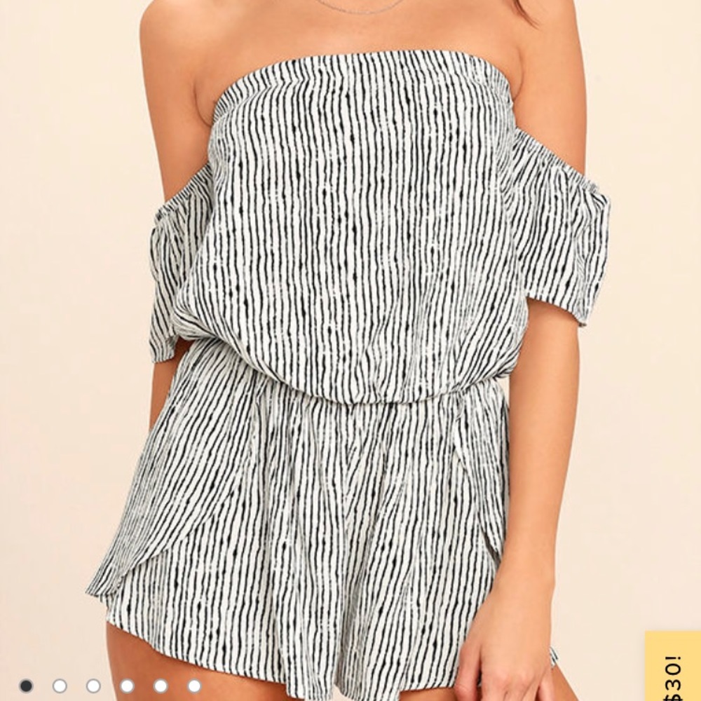 Lulu’s striped off the shoulder romper